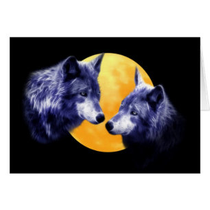 Wolves at full moon