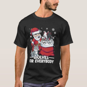 Wolves For Everybody Santa Christmas Wolf Funny T-Shirt