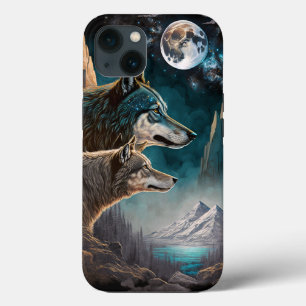 Wolves Full Moon Fantasy Landscape iPhone 13 Case