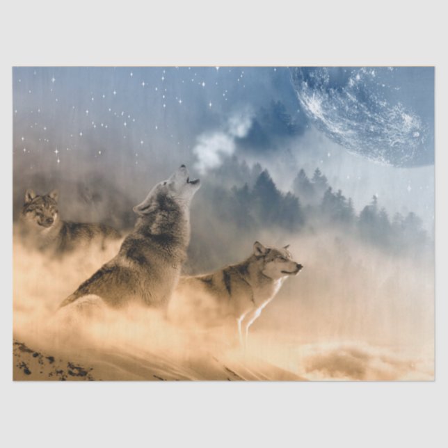 Wolves Howling at the Moon Tissue Paper (Front)