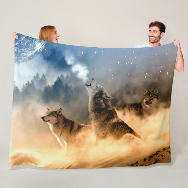 WOLVES HOWLING in the COLD Fleece Blanket (In Situ)