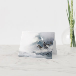 Wolves Howling in Winter Greeting Card Blank