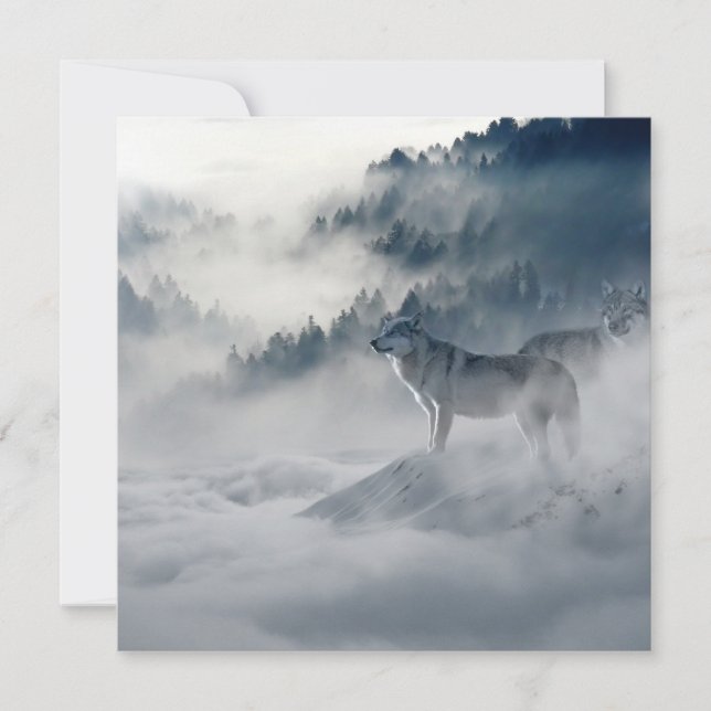 Wolves in a Winter Landscape Card (Front)