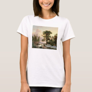 Wolves in a Winter Landscape (oil on panel) T-Shirt