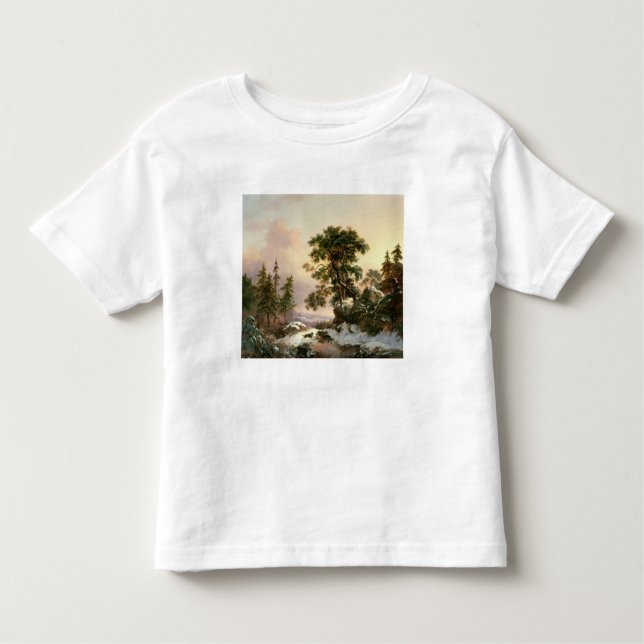Wolves in a Winter Landscape (oil on panel) Toddler T-Shirt (Front)