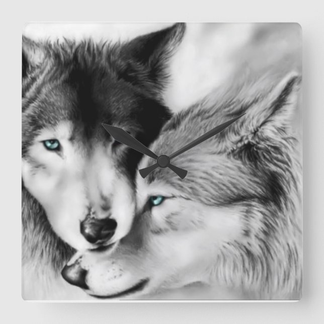 Wolves in Love Wall Clock (Front)