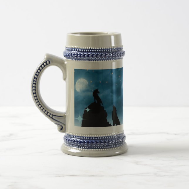 Wolves in Moonlight Beer Stein (Left)