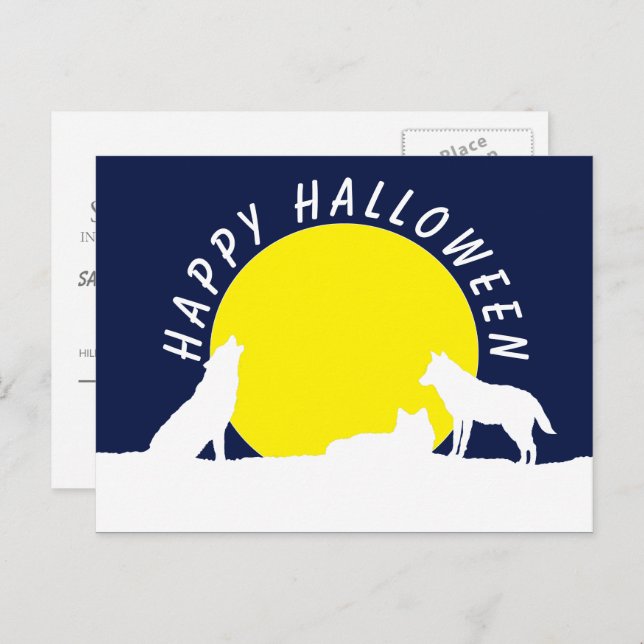 Wolves in Moonlight, Halloween Party Invitation (Front/Back)