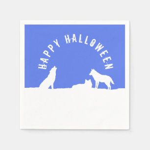 Wolves in Snow, Happy Halloween Napkin