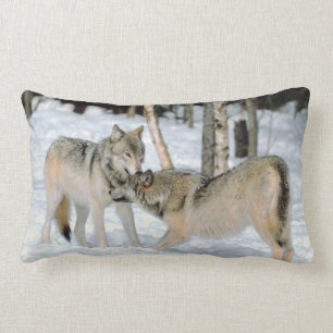 Wolves In Snow Lumbar Pillow