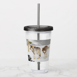 Wolves in Snow Painting - Original Wildlife Art Acrylic Tumbler