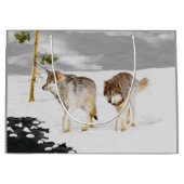 Wolves in Snow Painting - Original Wildlife Art Large Gift Bag (Front)