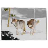 Wolves in Snow Painting - Original Wildlife Art Large Gift Bag (Back)