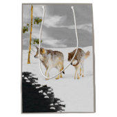 Wolves in Snow Painting - Original Wildlife Art Medium Gift Bag (Front)