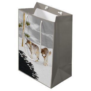 Wolves in Snow Painting - Original Wildlife Art Medium Gift Bag