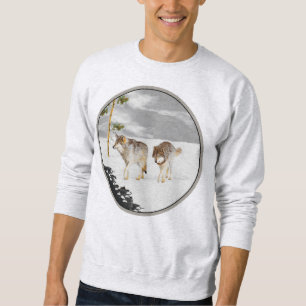 Wolves in Snow Painting - Original Wildlife Art Sweatshirt