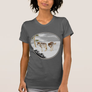 Wolves in Snow Painting - Original Wildlife Art T-Shirt