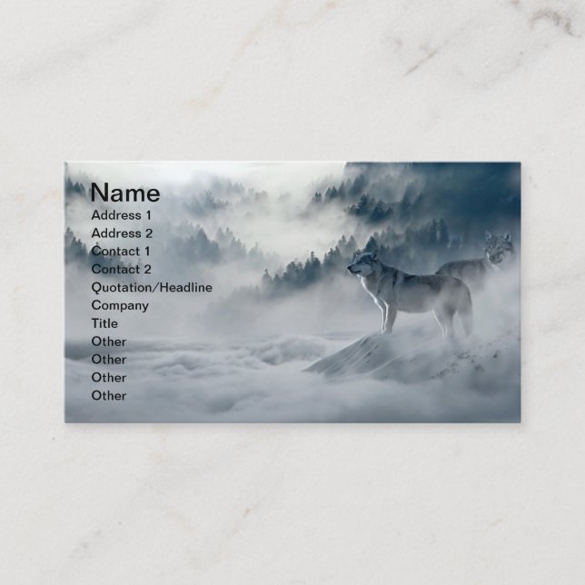 Wolves in Snowy Winter Landscape Business Card (Front)