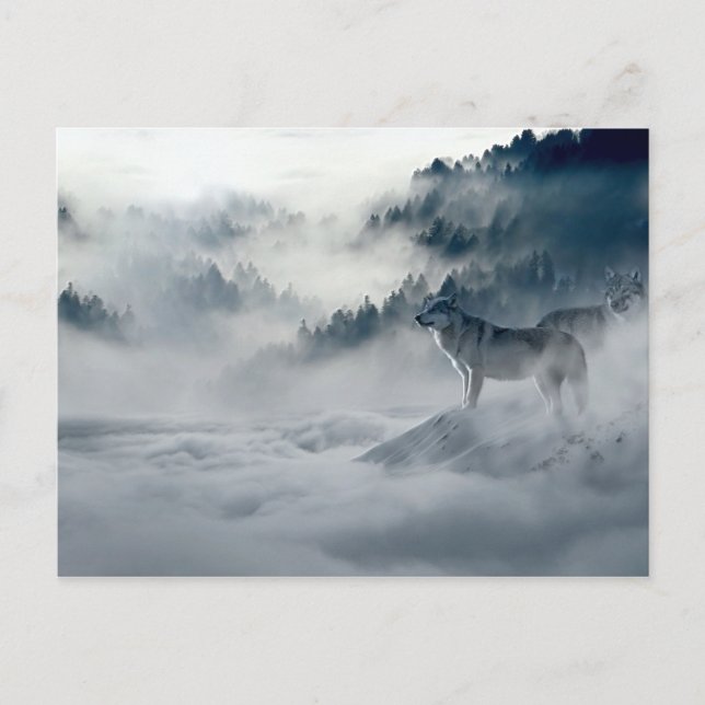 Wolves in Snowy Winter Landscape Postcard (Front)