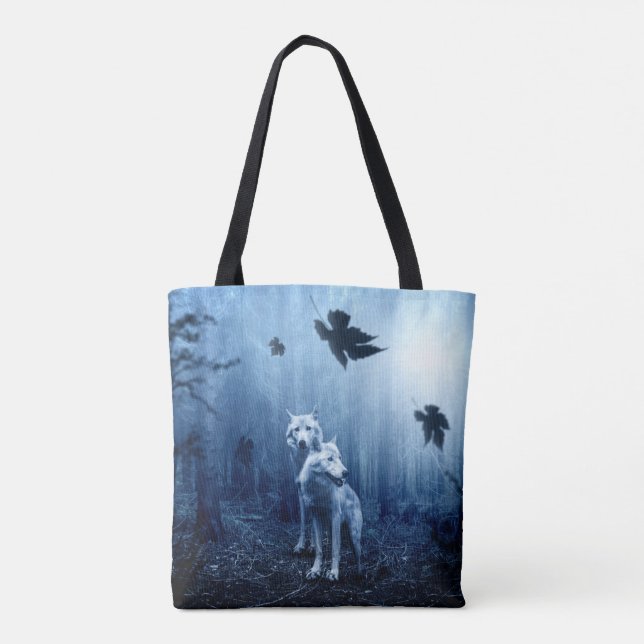 Wolves in the Forest at Dawn Tote Bag (Back)