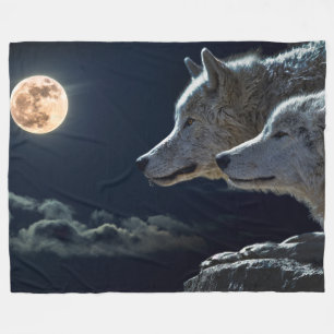 Wolves In The Moonlight Fleece Blanket, Large