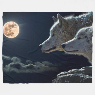 Wolves In The Moonlight Fleece Blanket, Large