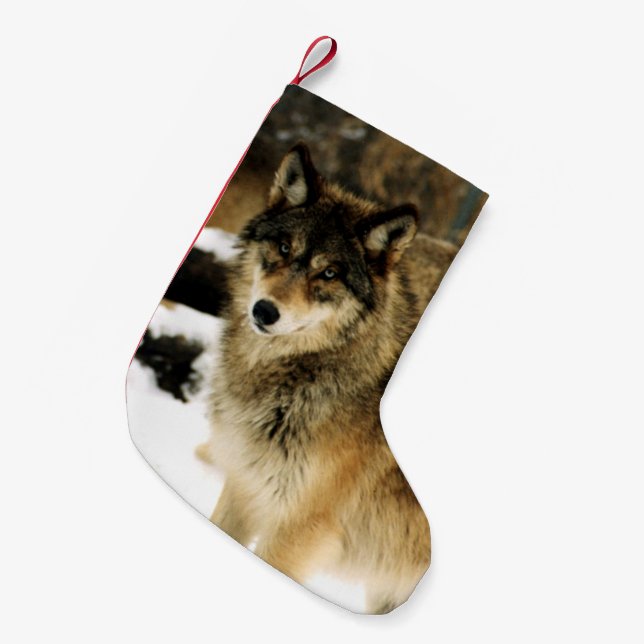 Wolves in The Snow Small Christmas Stocking (Front (Hanging))