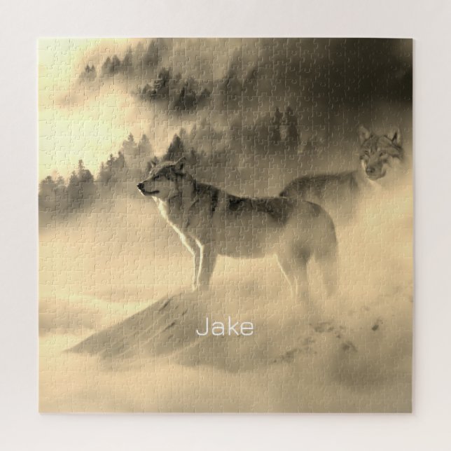 wolves in the sunrise  jigsaw puzzle (Vertical)