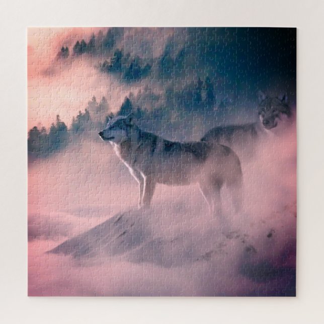 wolves in the sunrise  jigsaw puzzle (Vertical)