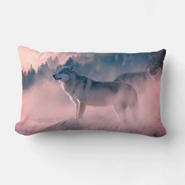 wolves in the sunrise lumbar cushion (Front)