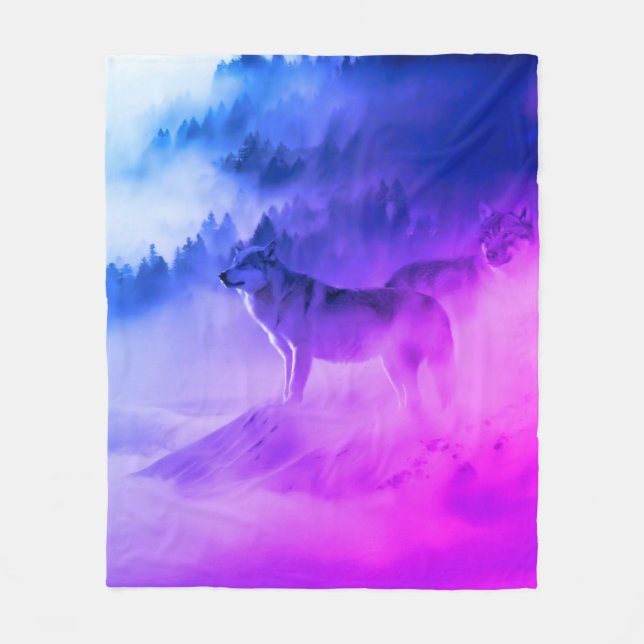 wolves in the valley fleece blanket (Front)