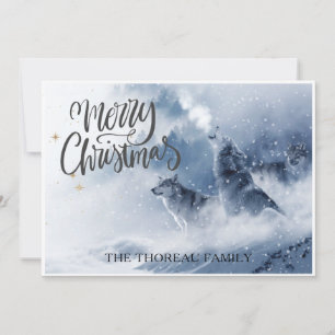 Wolves In Winter Snow Christmas Holiday Card