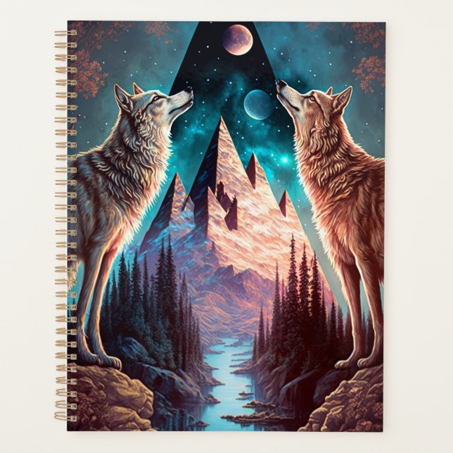Wolves Mountain Visionary Fantasy Art Planner (Front)