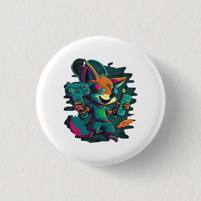 Wolves play games 3 cm round badge (Front)