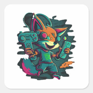 Wolves play games square sticker