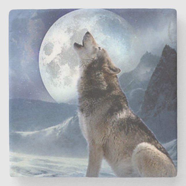 Wolves Stone Coaster (Front)