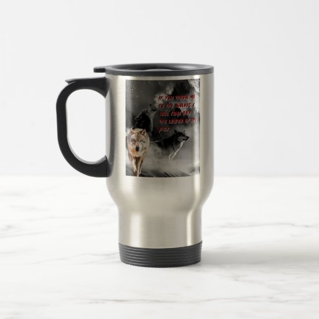 wolves travel mug (Left)
