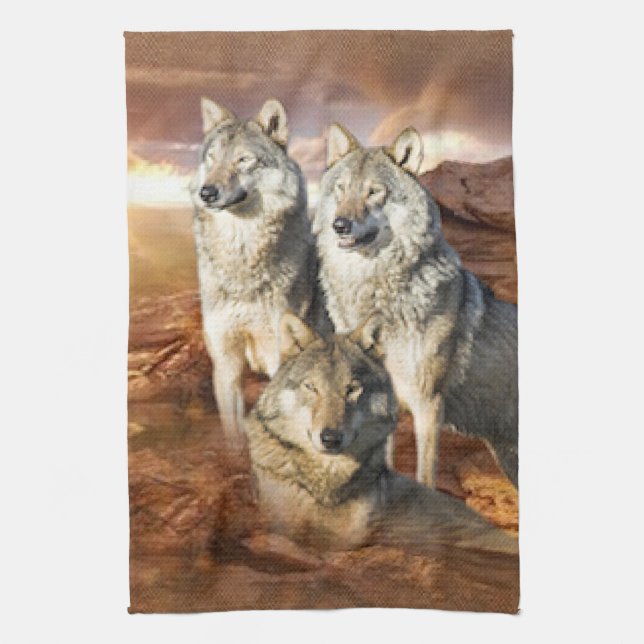 Wolves Trio American MoJo Kitchen Towels (Vertical)