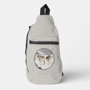 Wolves Winter Snow Painting Original Wildlife Art Sling Bag