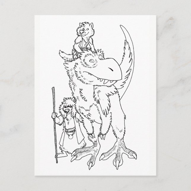 Wolves with Pet Dinosaur Postcard (Front)
