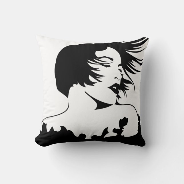 Woman 2 Sided Black / White Pillow (Front)