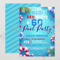 Woman 4th of July Pool Party Adult 60th Birthday