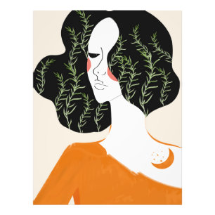 Woman Abstract Minimal Wall Art Print Rustic