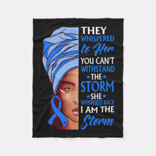 Woman Afro I Am The Storm Ataxia Awareness Ribbon Fleece Blanket