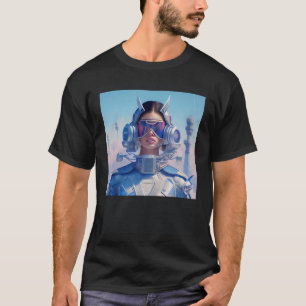 Woman Alien Futuristic Cyberpunk Cat Ears Space Tr T-Shirt