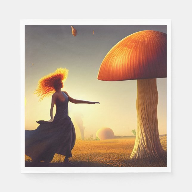 Woman and a Huge Mushroom Napkin (Front)