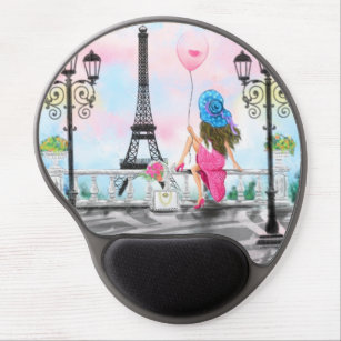 Woman and Balloon In Paris Gel Mouse Pad