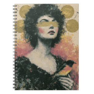 Woman and Bird Mixed Media Collage Notebook