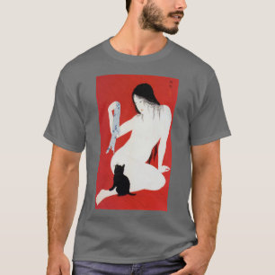 Woman and Black Kitten, Takahashi Shotei T-Shirt