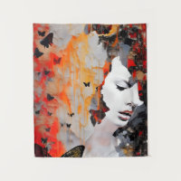Woman and Butterflies Messy Painting